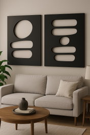 Wallity Conjunto de 2 Pinturas Decorativas de MDF 50 x 70 cm Negro